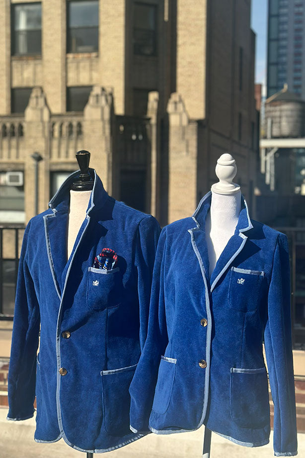 Men's Royal Blue Blazer with Silver Blue Trim