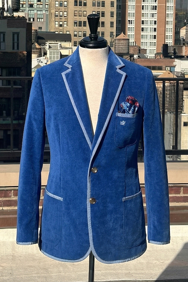 Men's Royal Blue Blazer with Silver Blue Trim